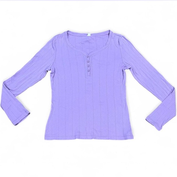 Tops - Purple Ribbed Long Sleeve Top